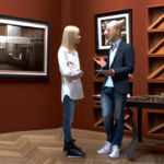 an artist propose their artwork to a gallerist in their art gallery