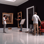 an artist propose their artwork to a gallerist in their art gallery