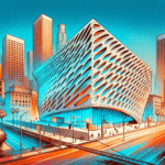 DALL·E 2023-12-02 16.20.25 – A depiction of The Broad, an iconic museum in Los Angeles, known for contemporary art. The image showcases the museum’s futuristic architecture, locat