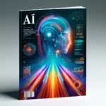 DALL·E 2024-04-22 23.16.31 – A futuristic horizontal magazine cover designed by AI, showcasing a high-tech theme with digital elements such as abstract data streams, holographic i