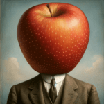 La mela è un motivo ricorrente nelle opere di Magritte, In molte delle sue tele, la mela assume proporzioni gigantesche, coprendo interamente il volto di figure umane, come in “Il Figlio dell’Uomo”.