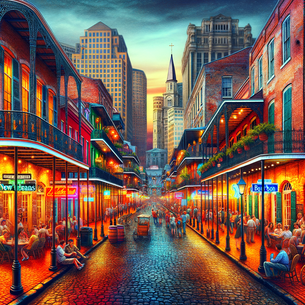 New Orleans e la celebre Bourbon Street nel quartiere francese di New Orleans